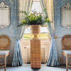 Vases | Vases & Planters<Mrs. Alice Liliana Scalloped Rattan Urn & Pedestal