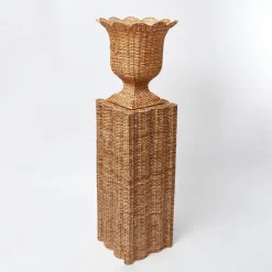 Vases | Vases & Planters<Mrs. Alice Liliana Scalloped Rattan Urn & Pedestal