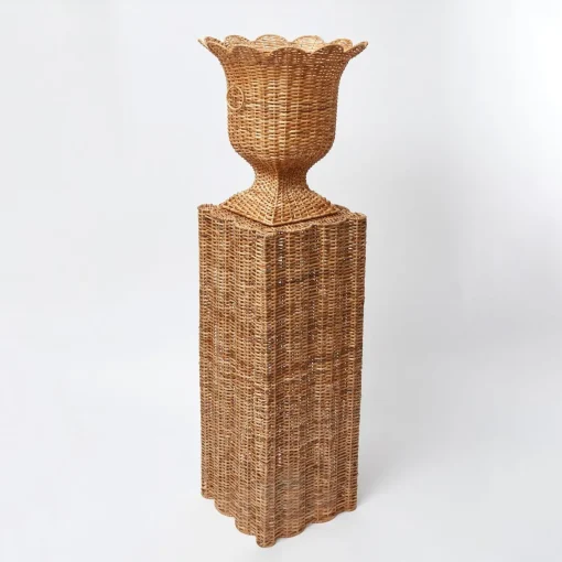 Vases | Vases & Planters<Mrs. Alice Liliana Scalloped Rattan Urn & Pedestal