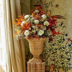 Vases | Vases & Planters<Mrs. Alice Liliana Scalloped Rattan Urn & Pedestal