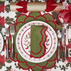 Table Linen Sets | Mrs. Alice Monogram<Mrs. Alice Lily Green & Red Placemats & Napkins (Set of 4)