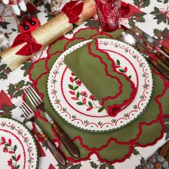 Table Linen Sets | Mrs. Alice Monogram<Mrs. Alice Lily Green & Red Placemats & Napkins (Set of 4)