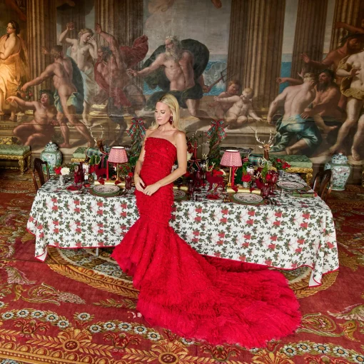 Table Linen Sets | Mrs. Alice Monogram<Mrs. Alice Lily Green & Red Placemats & Napkins (Set of 4)