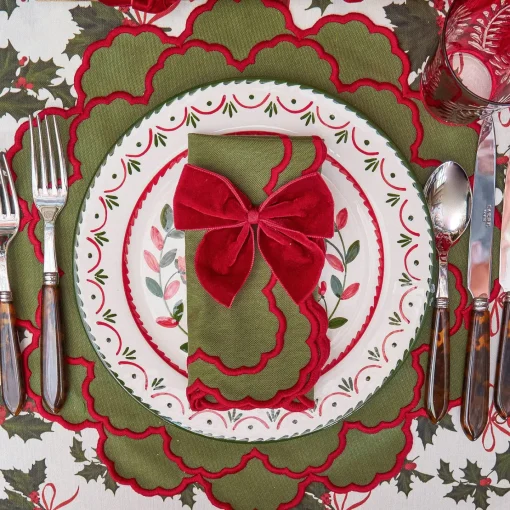 Table Linen Sets | Mrs. Alice Monogram<Mrs. Alice Lily Green & Red Placemats & Napkins (Set of 4)