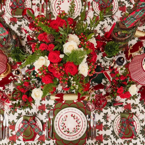 Table Linen Sets | Mrs. Alice Monogram<Mrs. Alice Lily Green & Red Placemats & Napkins (Set of 4)