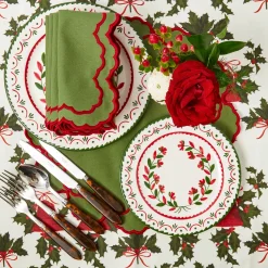 Table Linen Sets | Mrs. Alice Monogram<Mrs. Alice Lily Green & Red Placemats & Napkins (Set of 4)