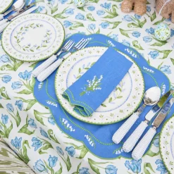 Summer Table Linen | Napkins<Mrs. Alice Lily of the Valley Blue Linen Napkins (Set of 4)