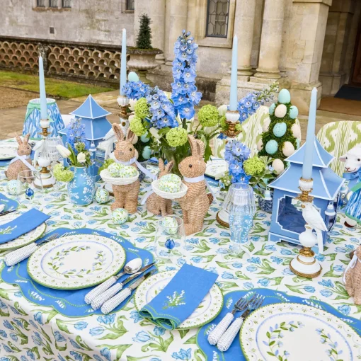 Summer Table Linen | Napkins<Mrs. Alice Lily of the Valley Blue Linen Napkins (Set of 4)