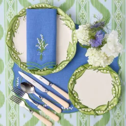 Summer Table Linen | Placemats<Mrs. Alice Lily of the Valley Blue Linen Placemats (Set of 4)