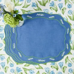 Summer Table Linen | Table Linen Sets<Mrs. Alice Lily of the Valley Blue Linen Placemats & Napkins (Set of 4)