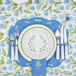 Summer Table Linen | Placemats<Mrs. Alice Lily of the Valley Blue Linen Placemats (Set of 4)