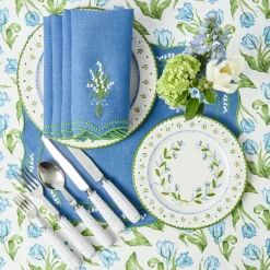 Summer Table Linen | Table Linen Sets<Mrs. Alice Lily of the Valley Blue Linen Placemats & Napkins (Set of 4)
