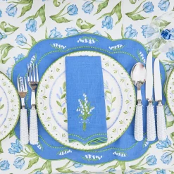 Summer Table Linen | Table Linen Sets<Mrs. Alice Lily of the Valley Blue Linen Placemats & Napkins (Set of 4)