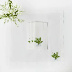 Napkins<Mrs. Alice Lily of the Valley White Linen Napkins (Set of 4)