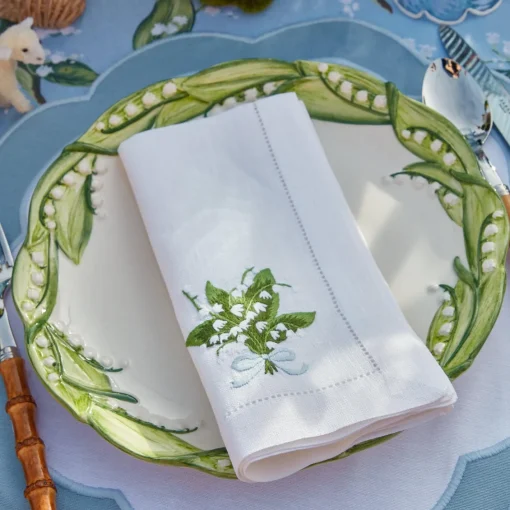 Napkins<Mrs. Alice Lily of the Valley White Linen Napkins (Set of 4)