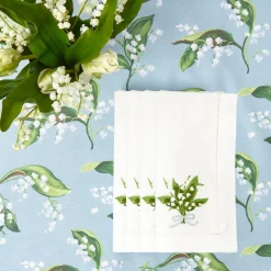 Napkins<Mrs. Alice Lily of the Valley White Linen Napkins (Set of 4)