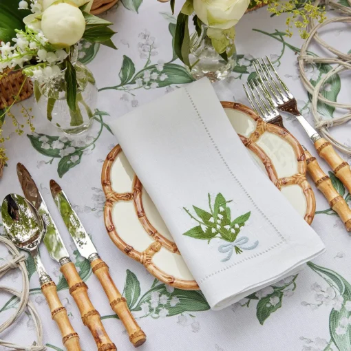 Napkins<Mrs. Alice Lily of the Valley White Linen Napkins (Set of 4)