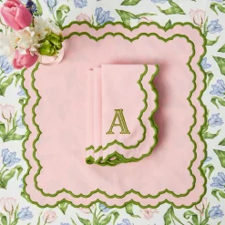 Napkins | Mrs. Alice Monogram<Mrs. Alice Lily Pink & Green Napkins (Set of 4)