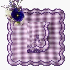 Napkins | Mrs. Alice Monogram<Mrs. Alice Lily Purple Gingham Napkins (Set of 4)