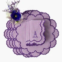 Placemats<Mrs. Alice Lily Purple Gingham Placemats (Set of 4)
