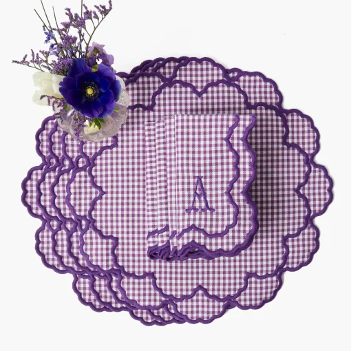 Placemats<Mrs. Alice Lily Purple Gingham Placemats (Set of 4)