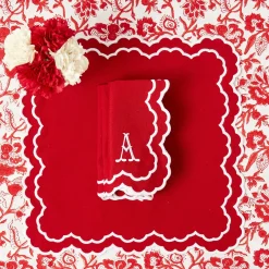 Napkins | Mrs. Alice Monogram<Mrs. Alice Lily Red & White Napkins (Set of 4)