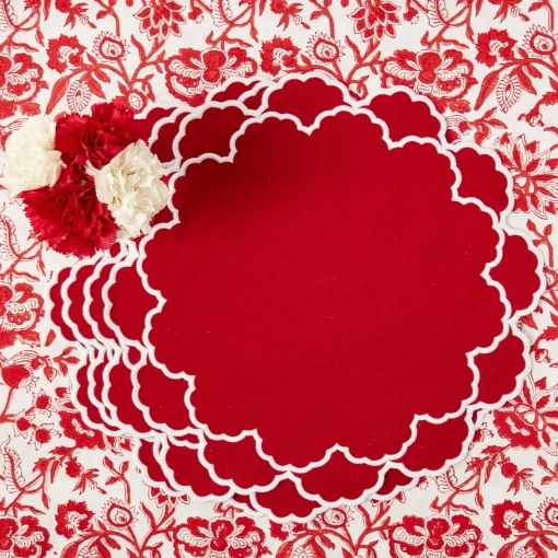 Placemats<Mrs. Alice Lily Red & White Placemats (Set of 4)