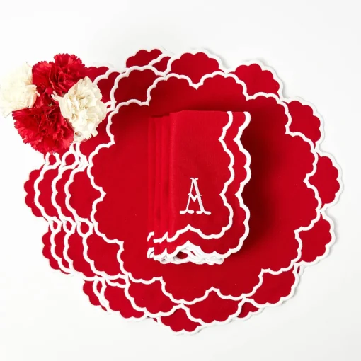 Table Linen Sets | Mrs. Alice Monogram<Mrs. Alice Lily Red & White Placemats & Napkins (Set of 4)