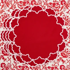 Placemats<Mrs. Alice Lily Red & White Placemats (Set of 4)