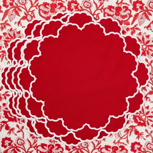 Placemats<Mrs. Alice Lily Red & White Placemats (Set of 4)