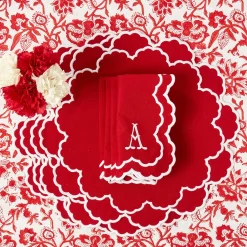 Table Linen Sets | Mrs. Alice Monogram<Mrs. Alice Lily Red & White Placemats & Napkins (Set of 4)