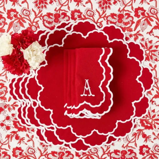 Table Linen Sets | Mrs. Alice Monogram<Mrs. Alice Lily Red & White Placemats & Napkins (Set of 4)