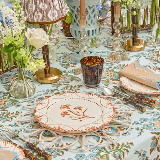 Summer Table Linen | Napkins<Mrs. Alice Lily Sand & Blue Napkins (Set of 4)