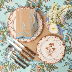 Summer Table Linen | Placemats<Mrs. Alice Lily Sand & Blue Placemats (Set of 4)
