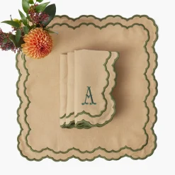 Napkins | Mrs. Alice Monogram<Mrs. Alice Lily Sand & Green Napkins (Set of 4)