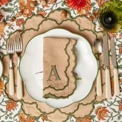 Placemats<Mrs. Alice Lily Sand & Green Placemats (Set of 4)