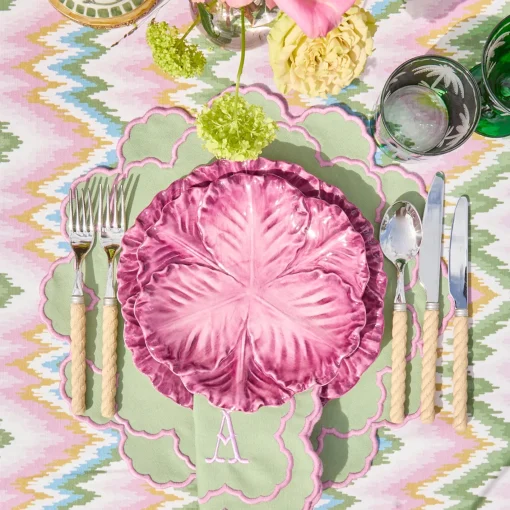 Summer Table Linen | Table Linen Sets<Mrs. Alice Lily Soft Green & Pink Placemats & Napkins (Set of 4)
