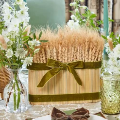 Autumn Decorations<Mrs. Alice Long Wheat Sheaf with Green Velvet Bow