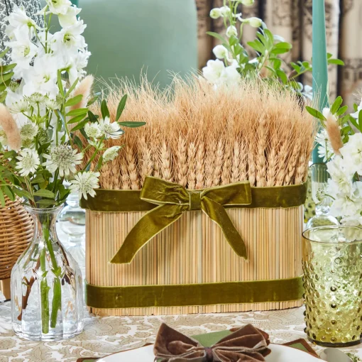 Autumn Decorations<Mrs. Alice Long Wheat Sheaf with Green Velvet Bow