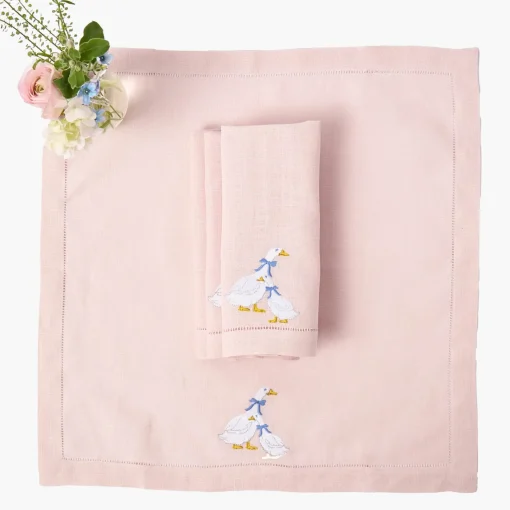 Napkins<Mrs. Alice Lucy Goose Pink Linen Napkins (Set of 4)