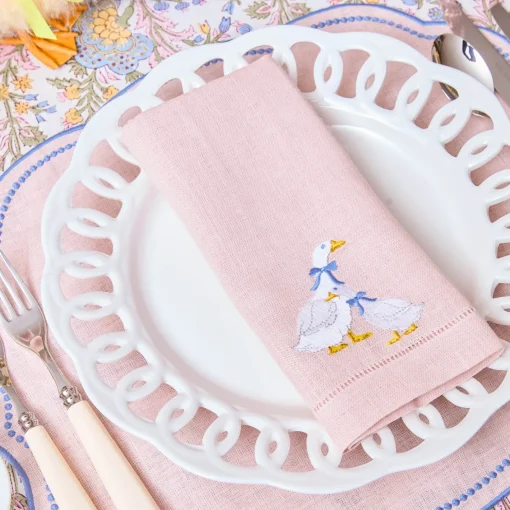 Napkins<Mrs. Alice Lucy Goose Pink Linen Napkins (Set of 4)