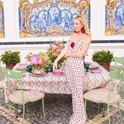 Summer Table Linen | Tablecloths<Mrs. Alice Magdalena Green & Pink Tablecloth