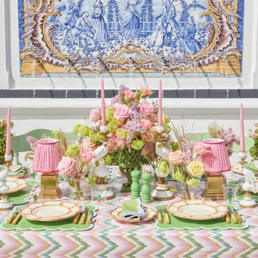 Summer Table Linen | Tablecloths<Mrs. Alice Magdalena Green & Pink Tablecloth