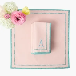 Summer Table Linen | Napkins<Mrs. Alice Mariana Pink & Duck Egg Napkins (Set of 4)