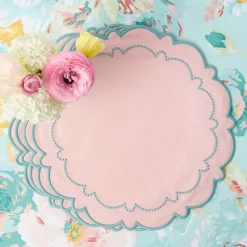 Summer Table Linen | Placemats<Mrs. Alice Mariana Pink & Duck Egg Placemats (Set of 4)