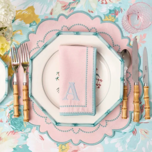 Summer Table Linen | Placemats<Mrs. Alice Mariana Pink & Duck Egg Placemats (Set of 4)