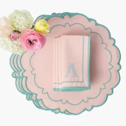 Summer Table Linen | Placemats<Mrs. Alice Mariana Pink & Duck Egg Placemats (Set of 4)