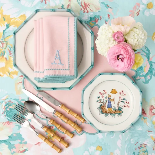 Summer Table Linen | Placemats<Mrs. Alice Mariana Pink & Duck Egg Placemats (Set of 4)