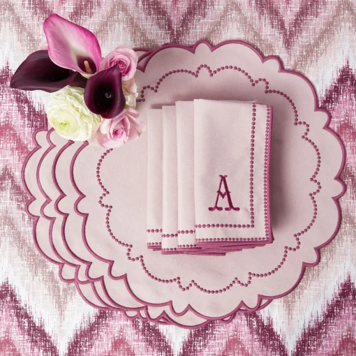 Summer Table Linen | Table Linen Sets<Mrs. Alice Mariana Pink Placemats & Napkins (Set of 4)