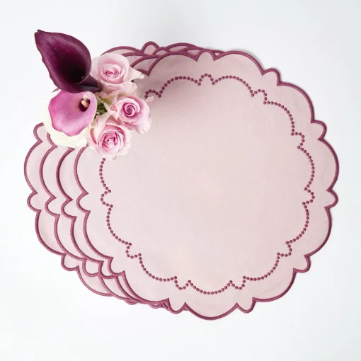 Summer Table Linen | Table Linen Sets<Mrs. Alice Mariana Pink Placemats & Napkins (Set of 4)